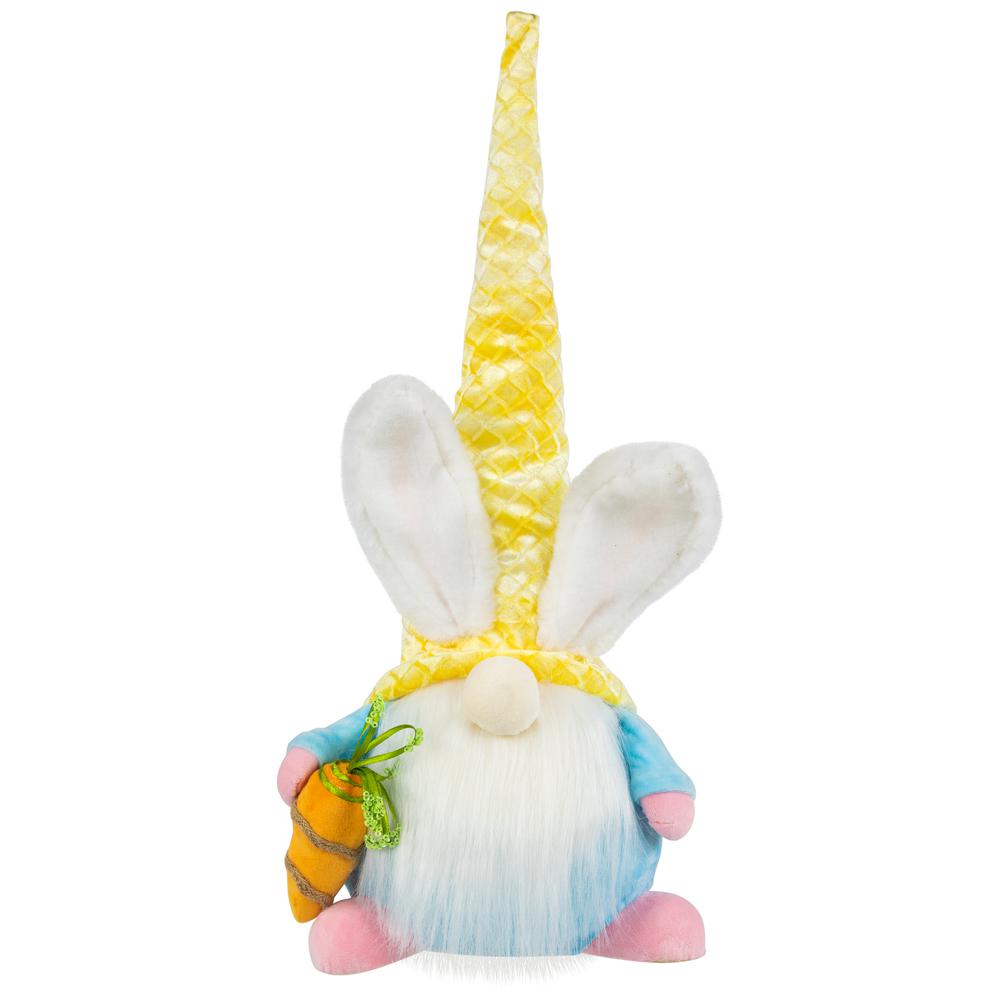 Gnome with Bunny Ears Easter Figure - 18.5" - Yellow and Blue. Picture 1