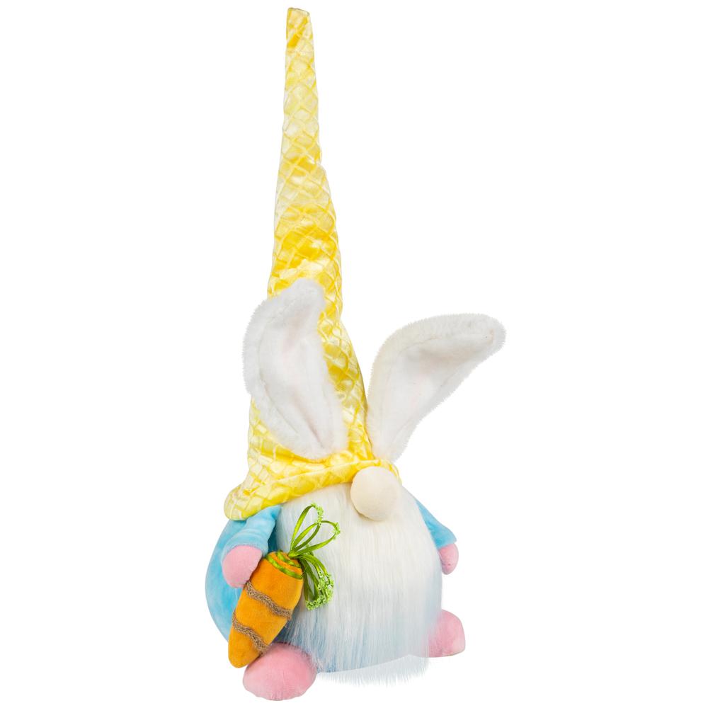 Gnome with Bunny Ears Easter Figure - 18.5" - Yellow and Blue. Picture 2