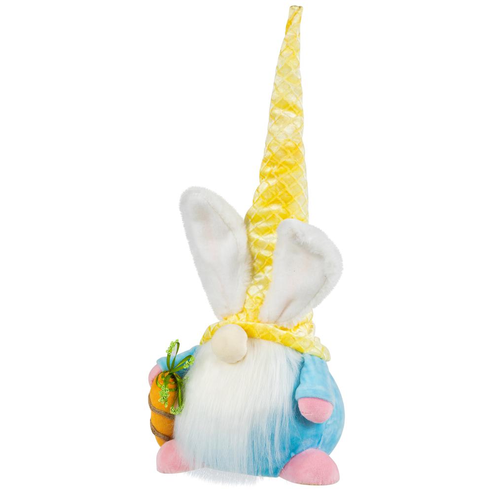 Gnome with Bunny Ears Easter Figure - 18.5" - Yellow and Blue. Picture 3