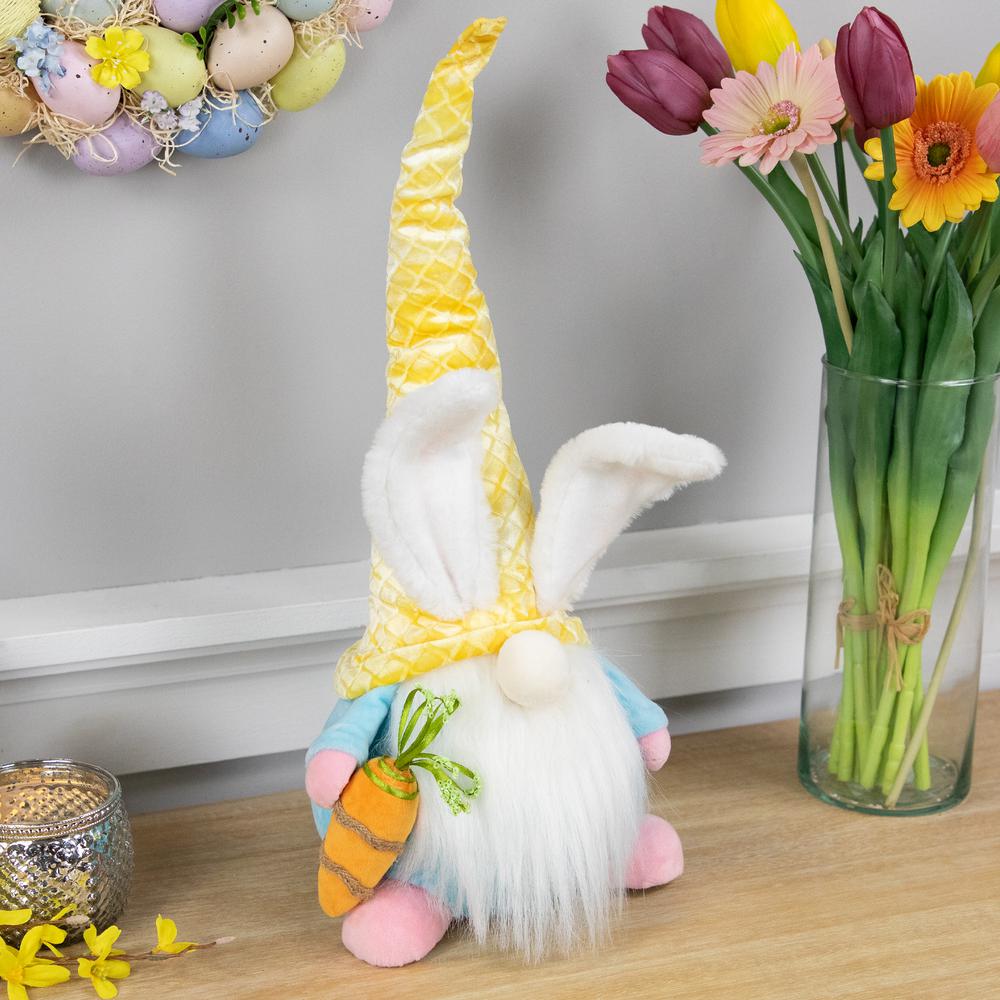 Gnome with Bunny Ears Easter Figure - 18.5" - Yellow and Blue. Picture 6