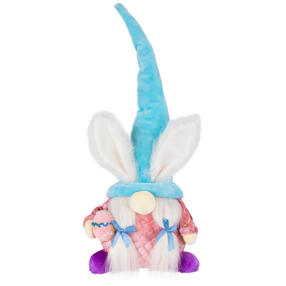 Girl Gnome Girl with Bunny Ears Easter Figure - 18.25" - Blue and Pink. Picture 1