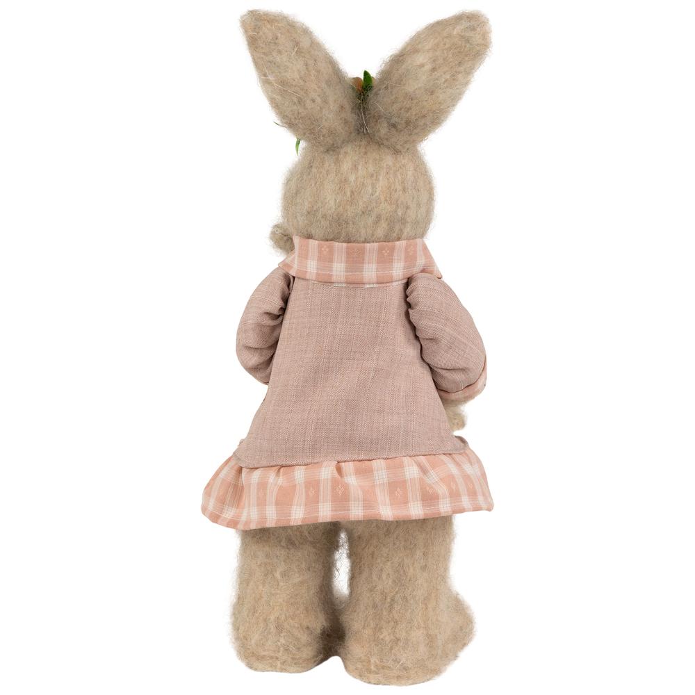 Mother Rabbit with Baby Bunny Easter Figure - 14.5" - Brown and Rose Pink. Picture 3