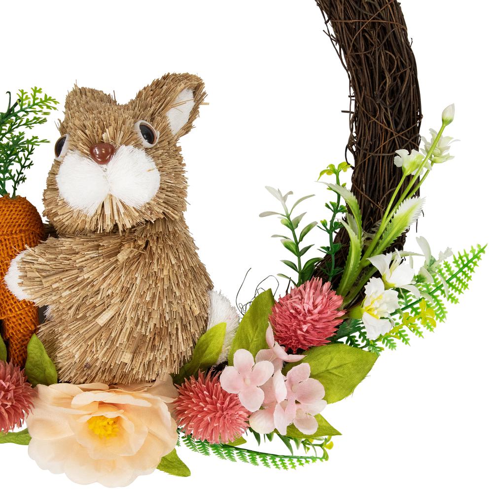 Floral Grapevine Spring Easter Wreath with Rabbit - 12". Picture 3