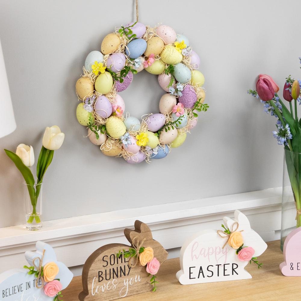 Floral and Easter Egg Spring Wreath - 12.5" - Multicolor. Picture 6