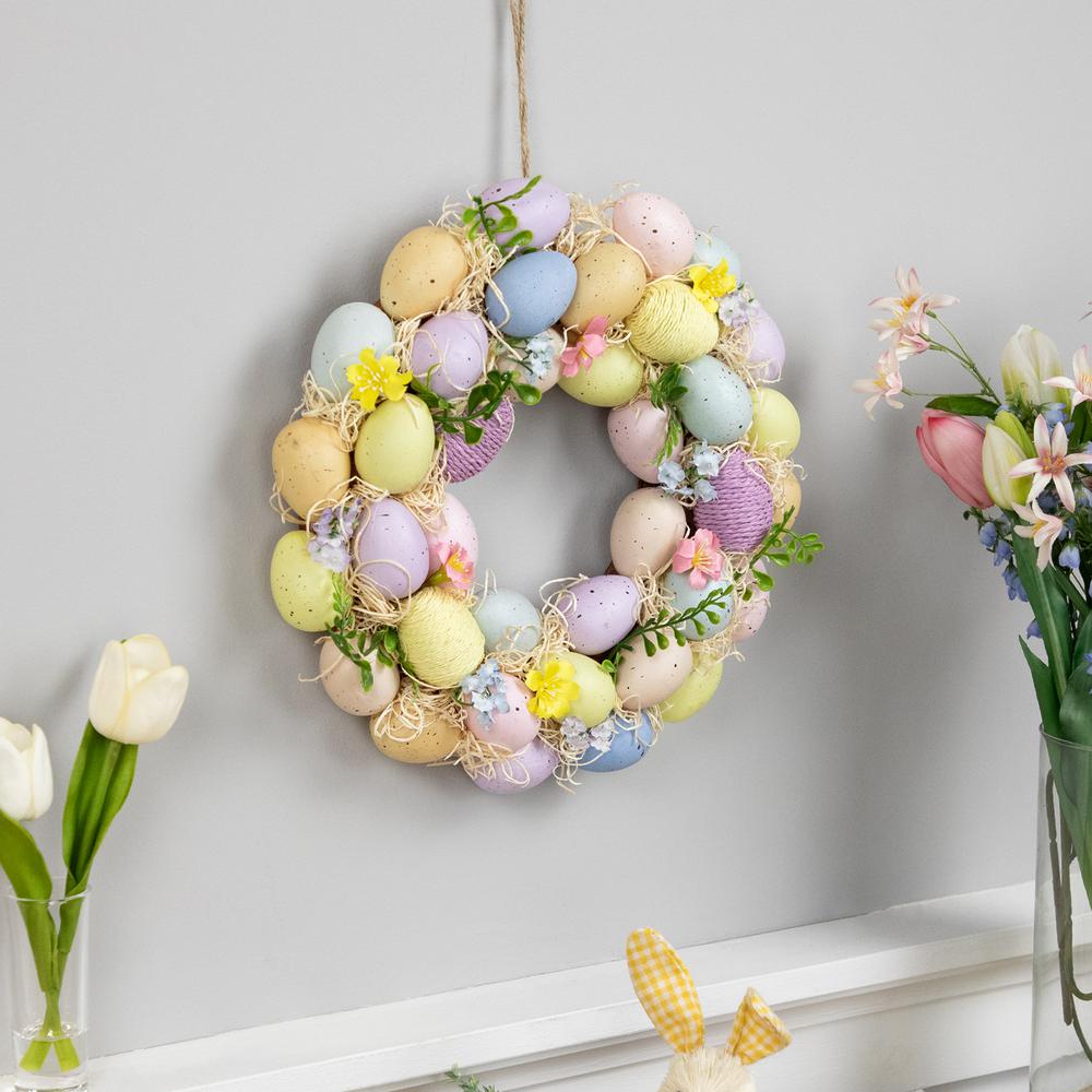 Floral and Easter Egg Spring Wreath - 12.5" - Multicolor. Picture 4