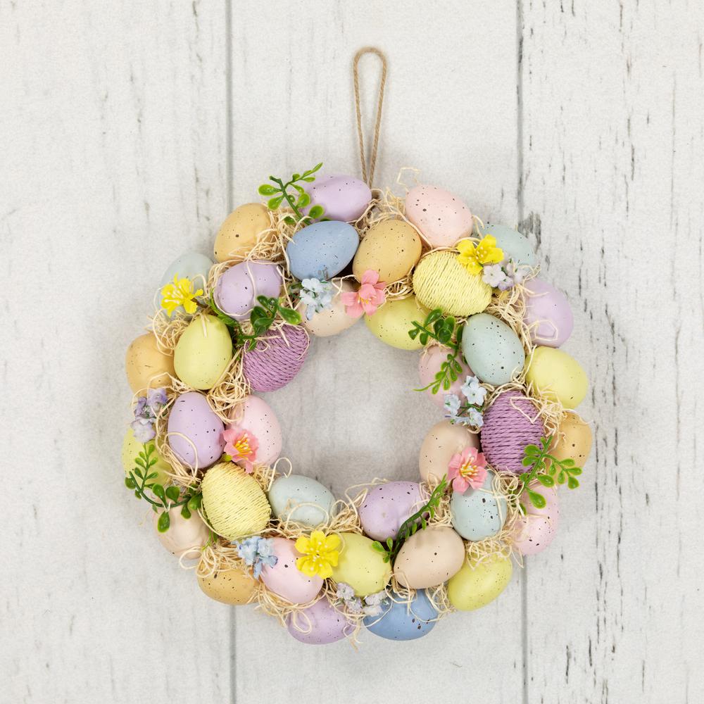 Floral and Easter Egg Spring Wreath - 12.5" - Multicolor. Picture 5
