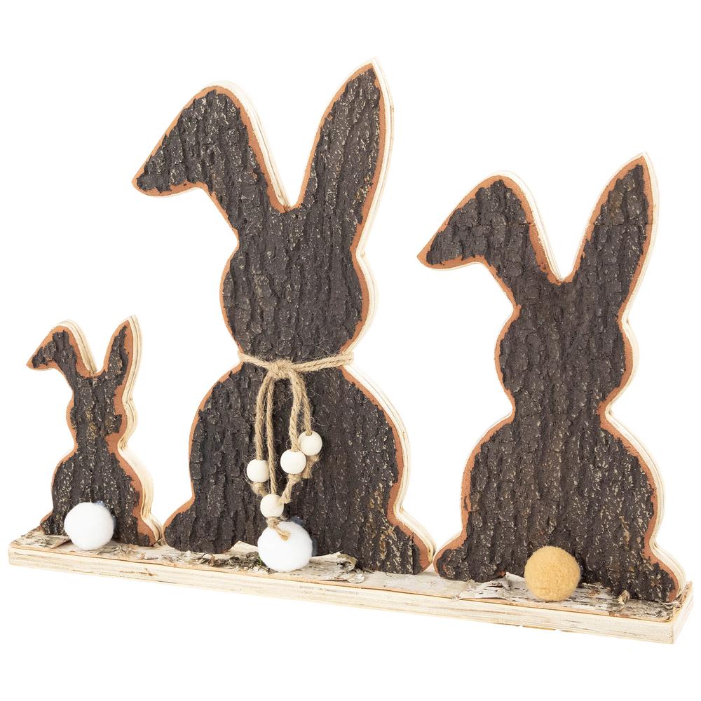 Rabbit Trio Wooden Tree Bark Easter Decoration - 15.75". Picture 2