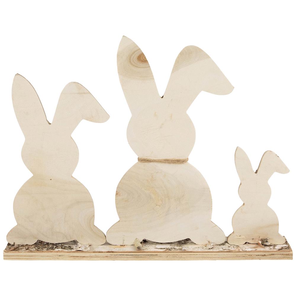 Rabbit Trio Wooden Tree Bark Easter Decoration - 15.75". Picture 5