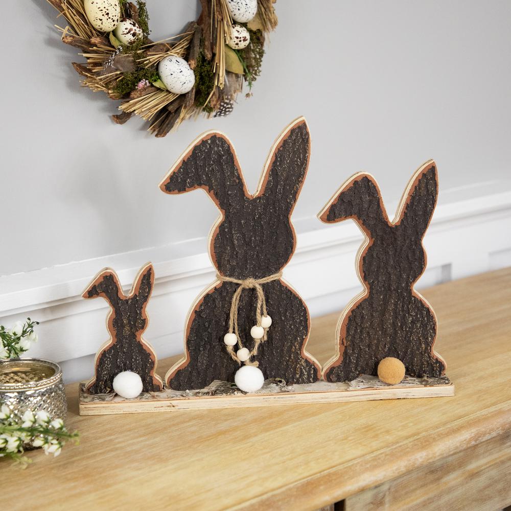 Rabbit Trio Wooden Tree Bark Easter Decoration - 15.75". Picture 6