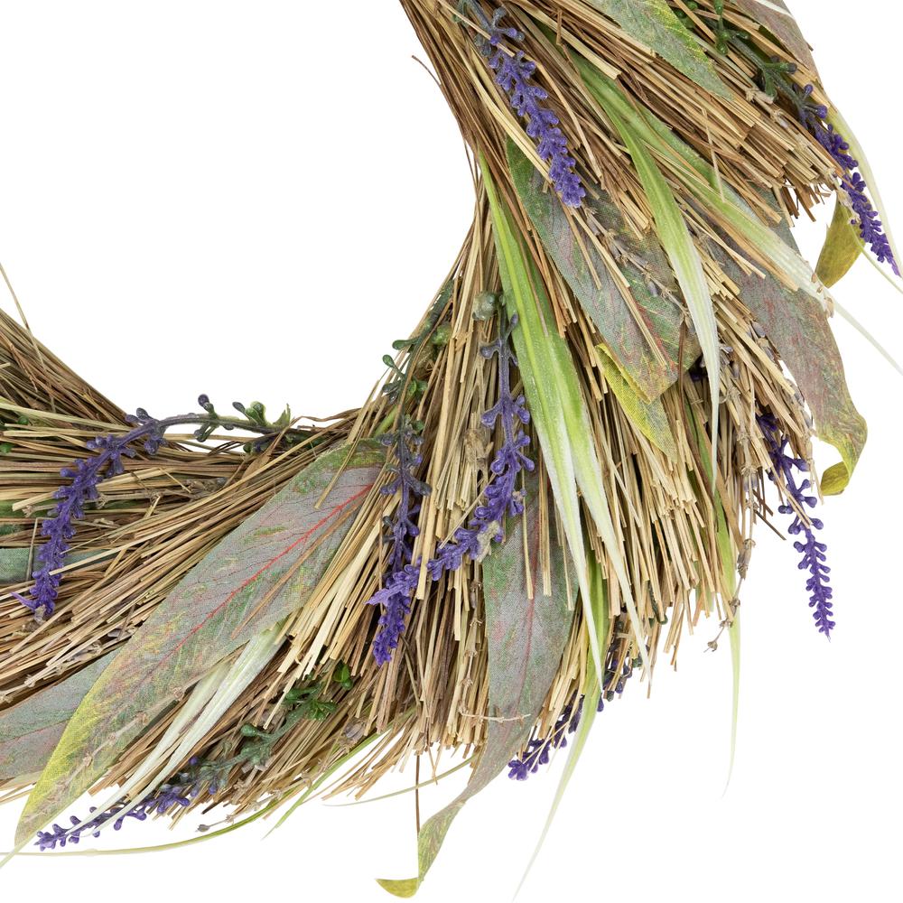 Artificial Grass and Lavender Spring Wreath - 14". Picture 2