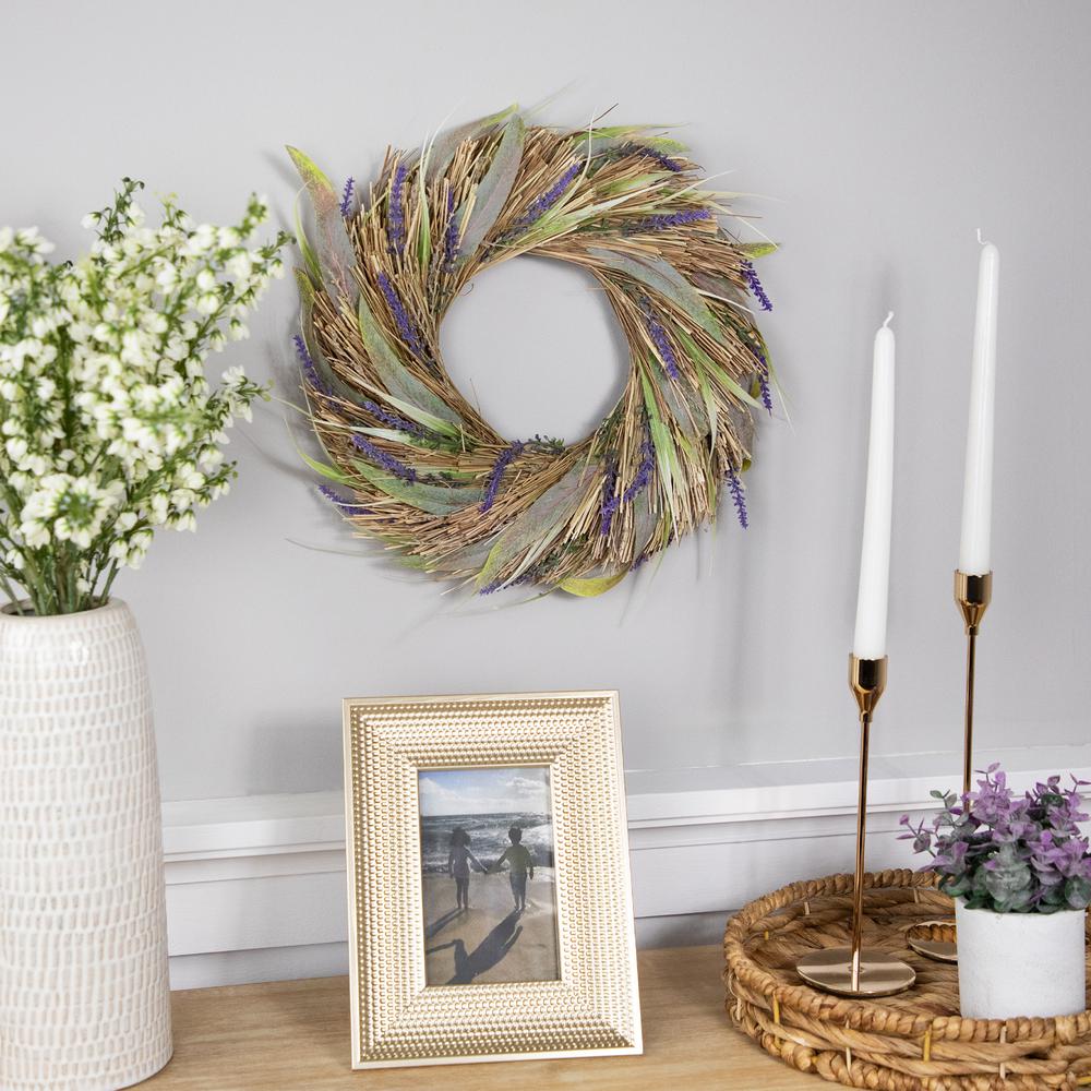 Artificial Grass and Lavender Spring Wreath - 14". Picture 5