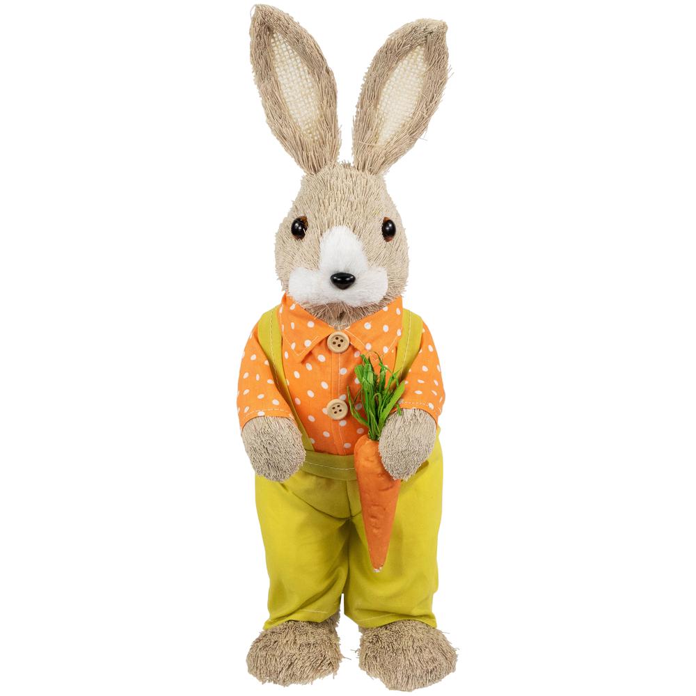 Standing Boy Rabbit with Carrot Easter Figure - 16" - Orange and Green. Picture 1