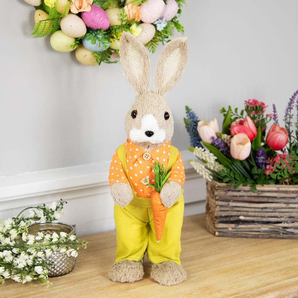 Standing Boy Rabbit with Carrot Easter Figure - 16" - Orange and Green. Picture 5