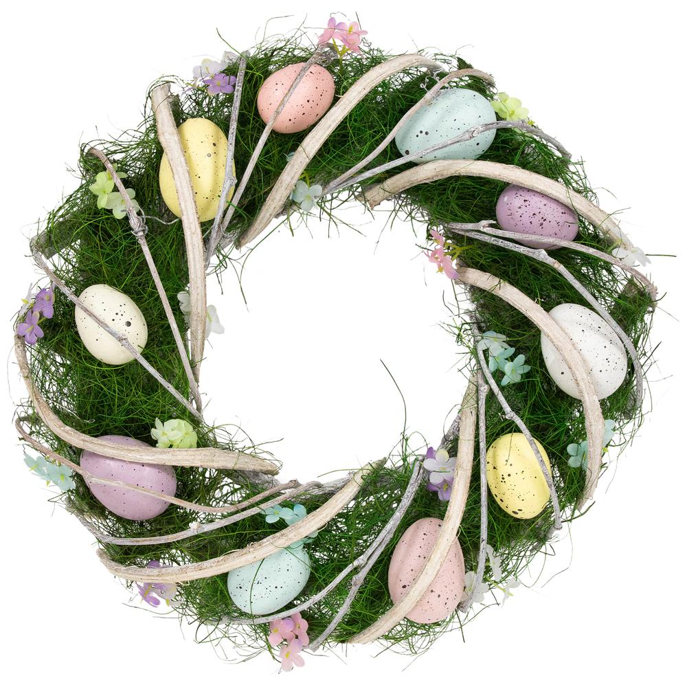 Speckled Eggs and Spring Flowers Easter Wreath - 15". Picture 1