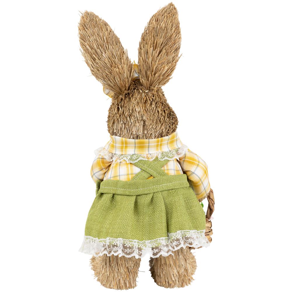 Rustic Girl Rabbit with Easter Basket Figure - 13.75" - Yellow and Green. Picture 4