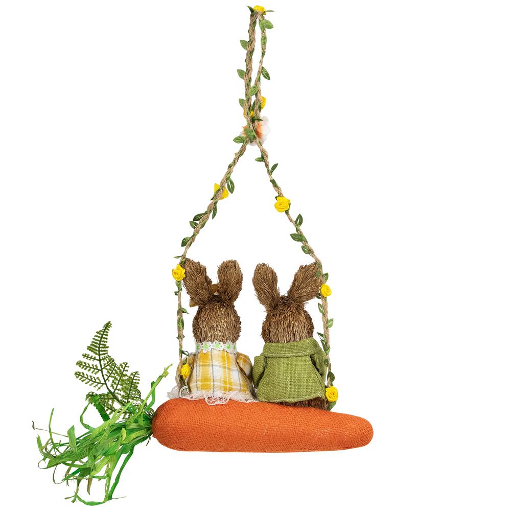 Rabbits on Carrot-Shaped Swing Easter Hanging Decoration - 17". Picture 3