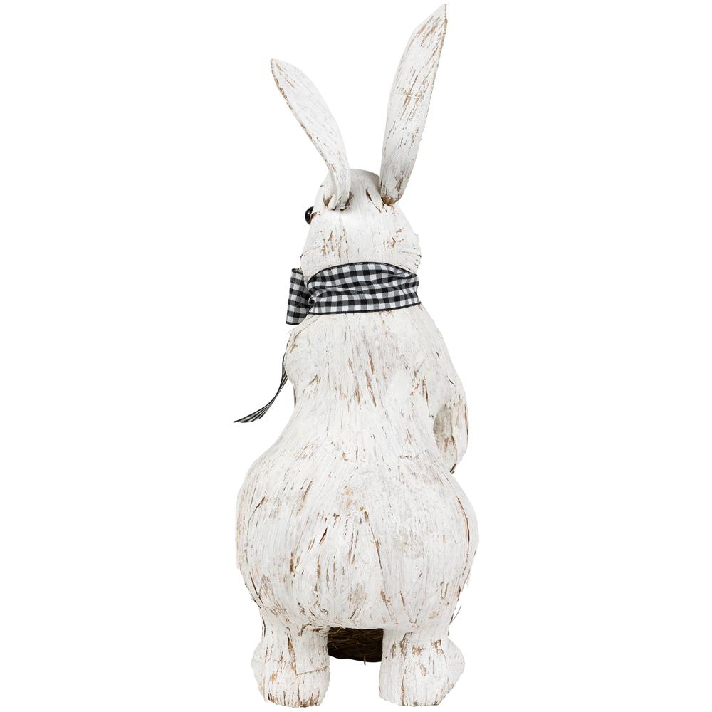 Rustic Rabbit with Easter Basket Standing Figure - 14" - Brushed White. Picture 4