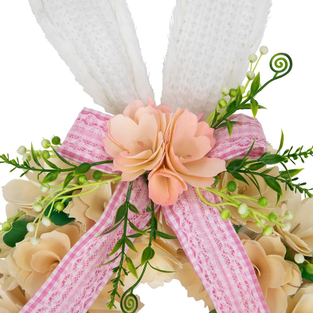 Wooden Floral Artificial Easter Wreath with Rabbit Ears and Paws - 18". Picture 2