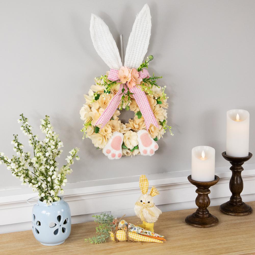 Wooden Floral Artificial Easter Wreath with Rabbit Ears and Paws - 18". Picture 6