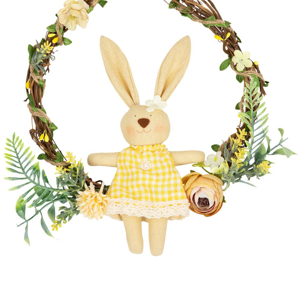 Bunny with Flowers Artificial Easter Twig Wreath - 10". Picture 2