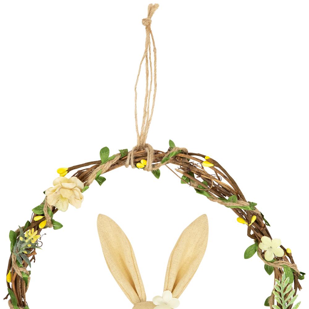 Bunny with Flowers Artificial Easter Twig Wreath - 10". Picture 3