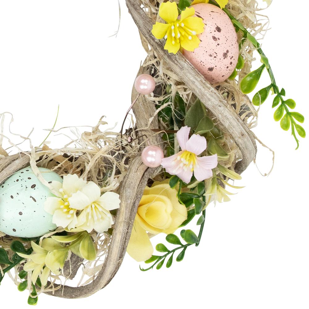 Flowers and Speckled Eggs Artificial Easter Wreath - 12". Picture 2