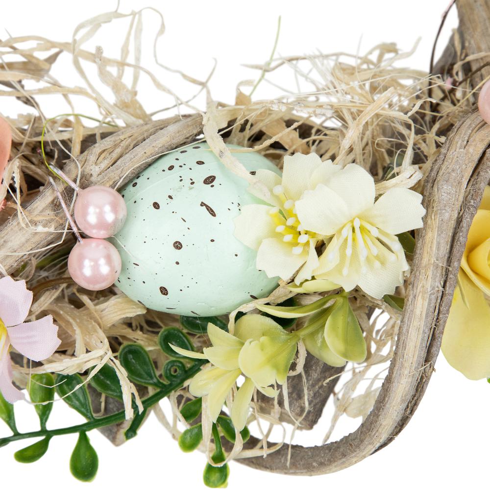 Flowers and Speckled Eggs Artificial Easter Wreath - 12". Picture 3