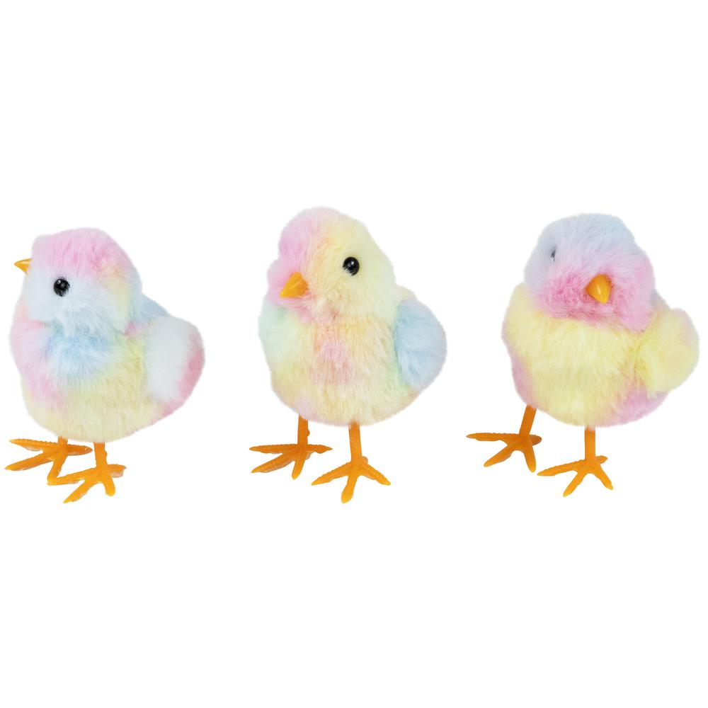 Plush Tie Dye Easter Chick Figurines - 4.25" - Set of 3. Picture 2