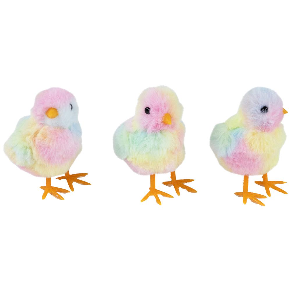 Plush Tie Dye Easter Chick Figurines - 4.25" - Set of 3. Picture 3