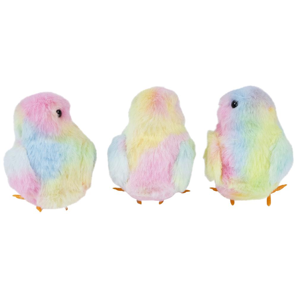 Plush Tie Dye Easter Chick Figurines - 4.25" - Set of 3. Picture 4