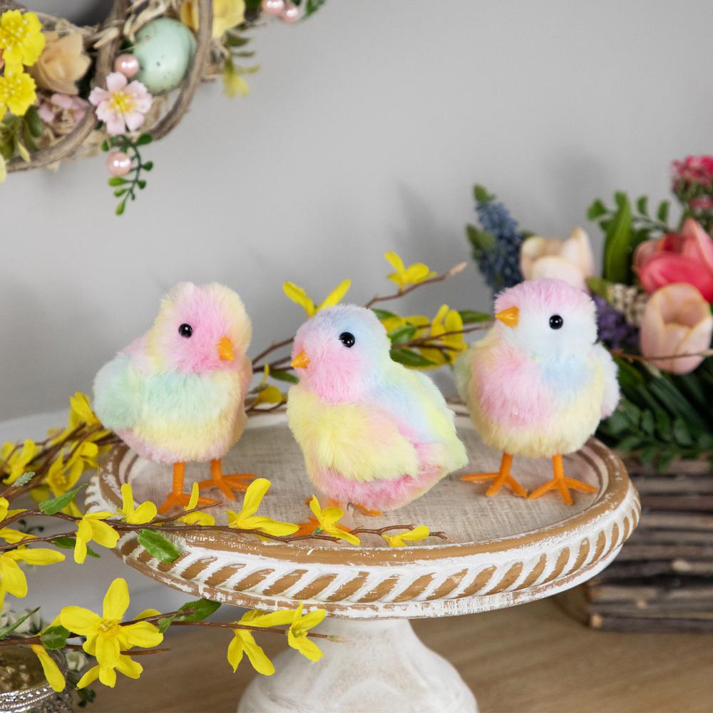 Plush Tie Dye Easter Chick Figurines - 4.25" - Set of 3. Picture 6