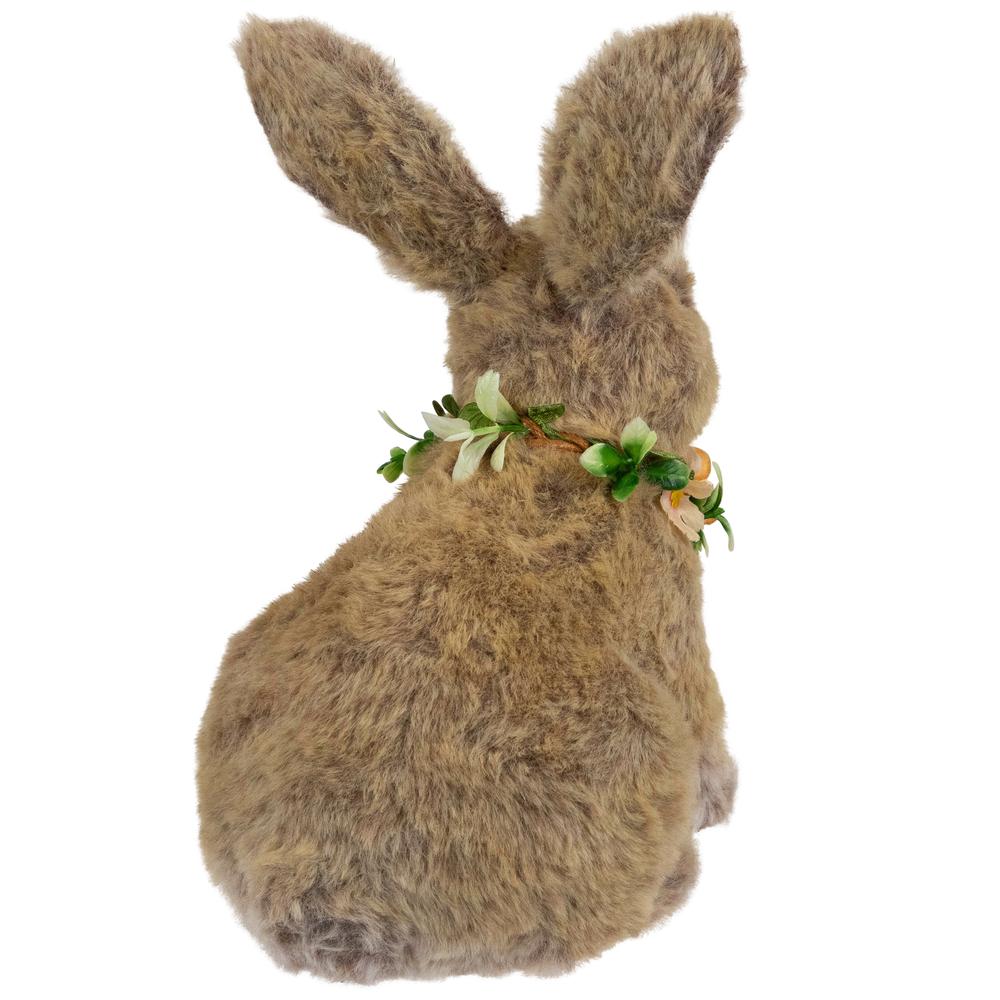 Plush Rabbit with Flower Wreath Easter Figurine - 8.5". Picture 4