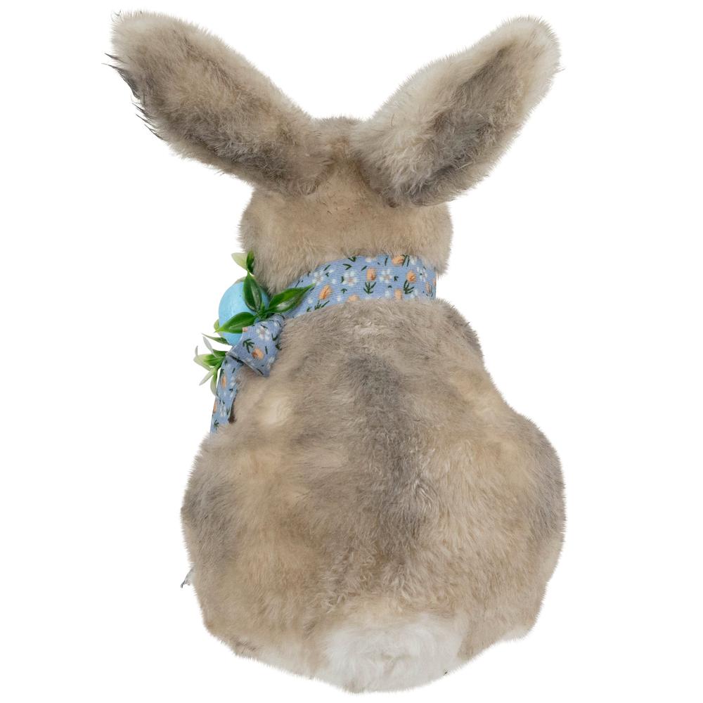 Plush Rabbit with Floral Bow Easter Figurine - 8". Picture 4