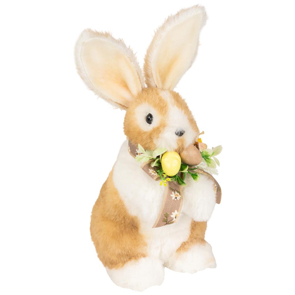 Plush Rabbit with Floral Bow Easter Figurine - 10.25". Picture 2
