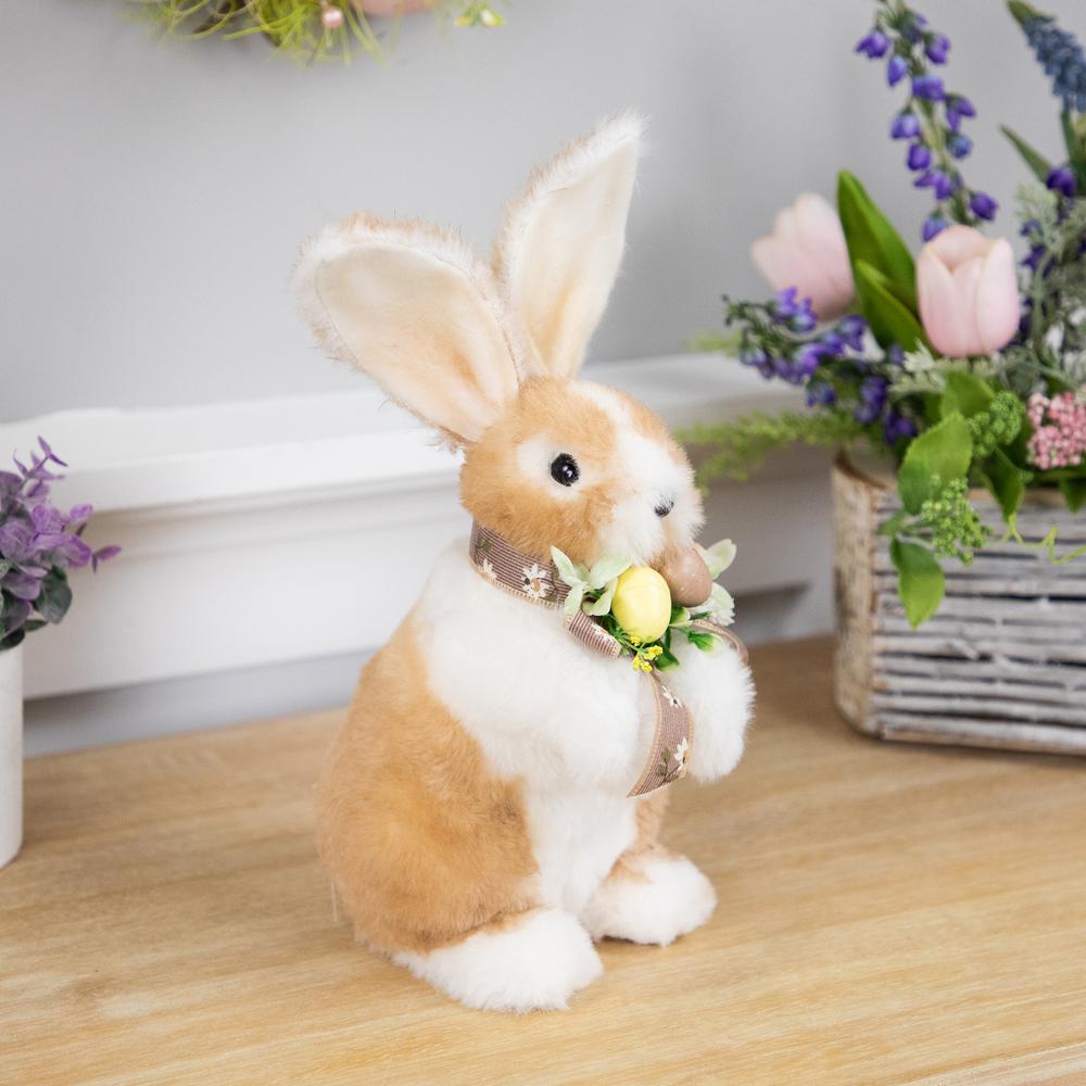 Plush Rabbit with Floral Bow Easter Figurine - 10.25". Picture 5