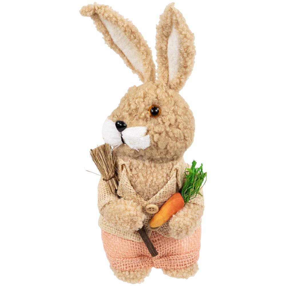 Plush Boy Easter Rabbit Figurine with Carrots - 11". Picture 3