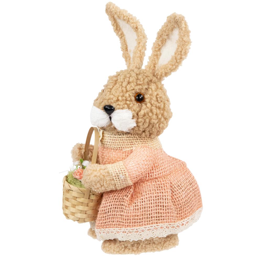 Plush Girl Easter Rabbit Figurine with Basket - 10". Picture 2