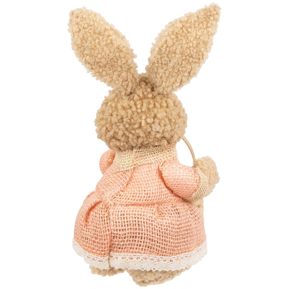 Plush Girl Easter Rabbit Figurine with Basket - 10". Picture 4