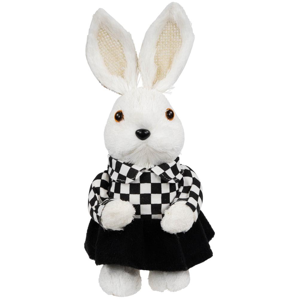 Girl Easter Rabbit Figurine in Checkered Dress -10". Picture 1