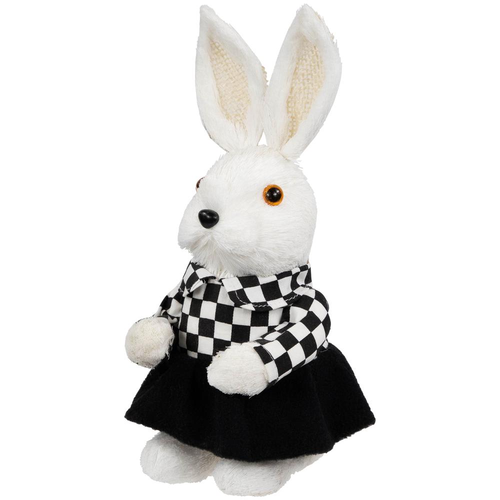 Girl Easter Rabbit Figurine in Checkered Dress -10". Picture 3