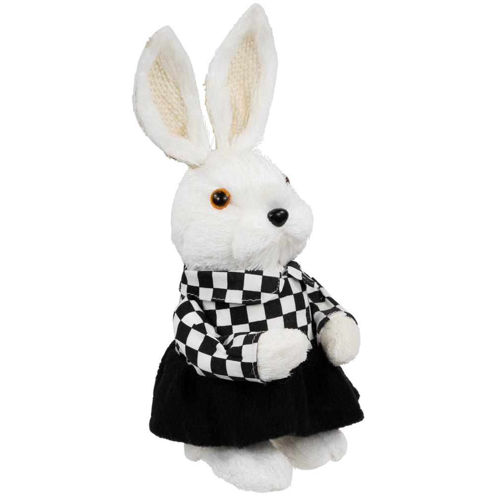 Girl Easter Rabbit Figurine in Checkered Dress -10". Picture 2