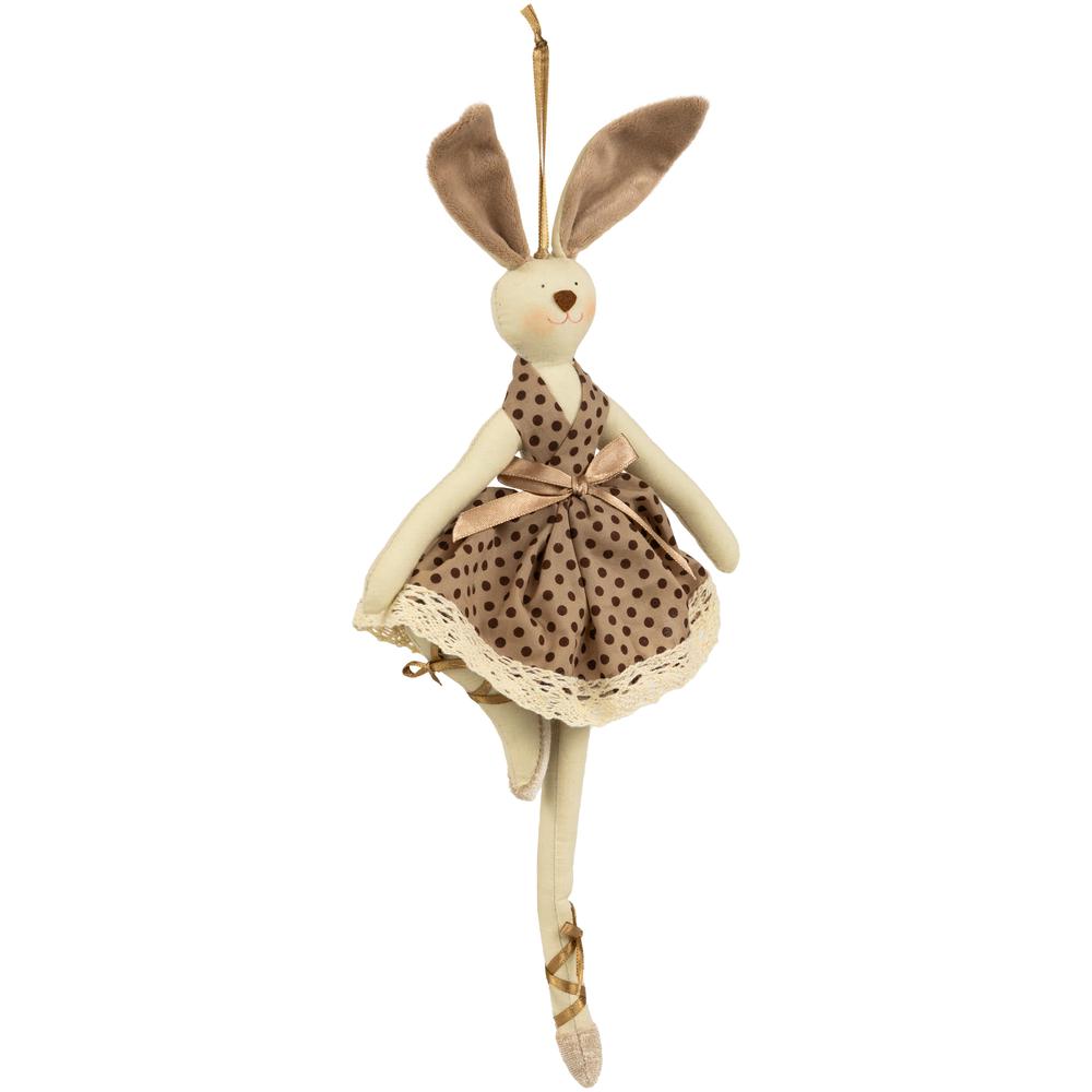 Plush Ballerina Bunny Hanging Easter Decoration- 13" - Brown. Picture 2