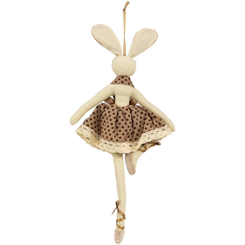 Plush Ballerina Bunny Hanging Easter Decoration- 13" - Brown. Picture 4