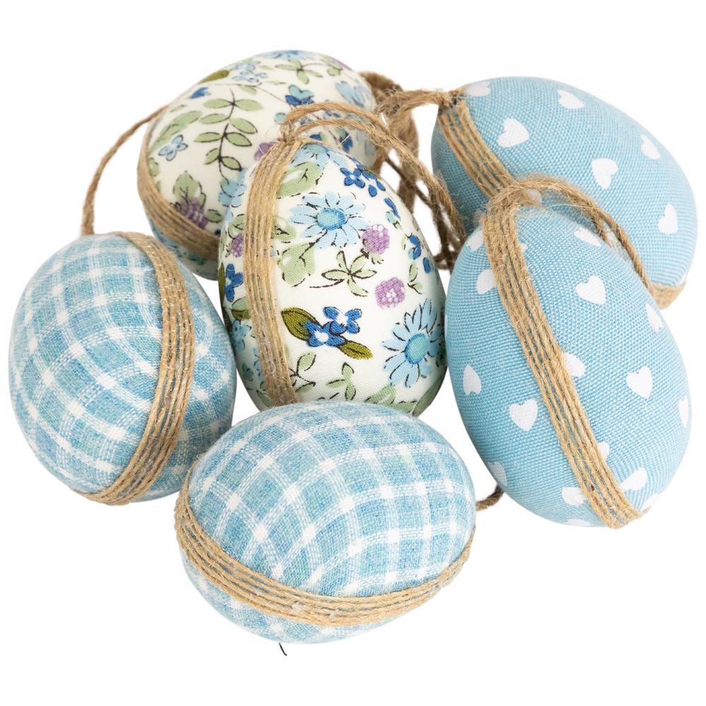 Easter Eggs Hanging Decorations - 5.75" - Blue - Set of 6. Picture 1