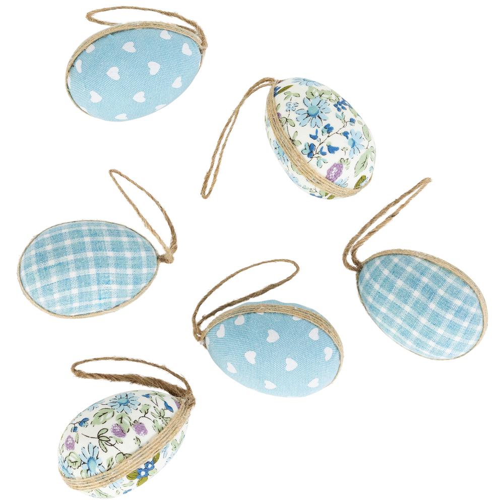 Easter Eggs Hanging Decorations - 5.75" - Blue - Set of 6. Picture 4