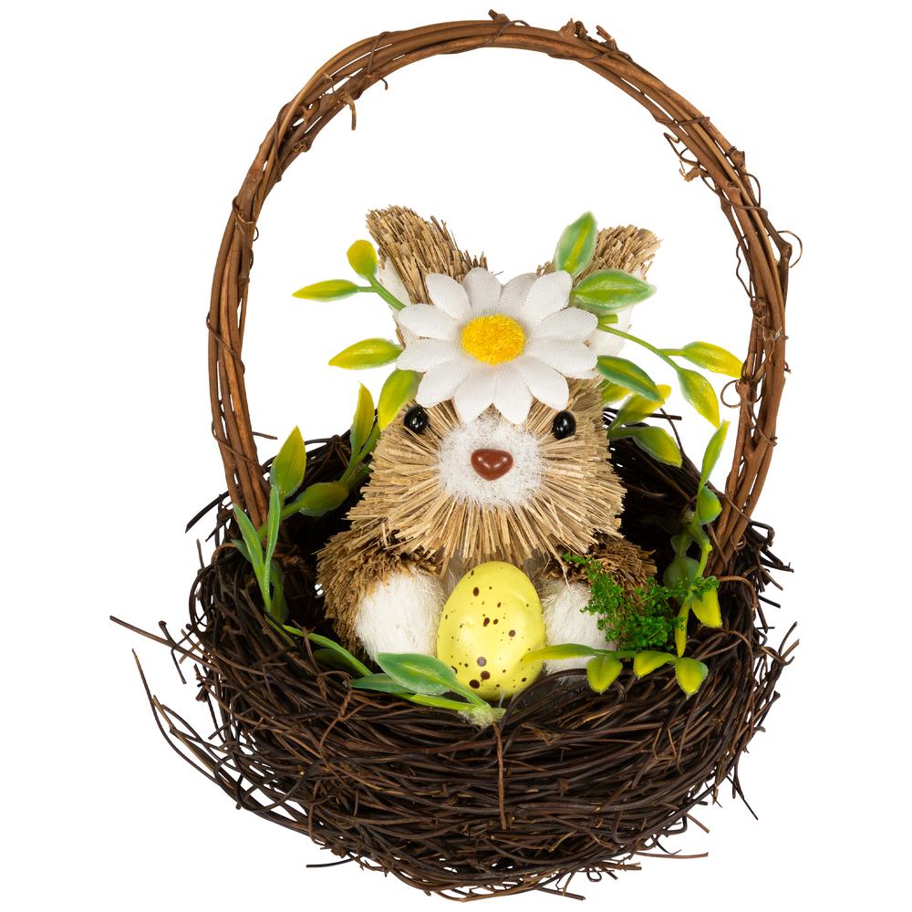 Rabbit with Twig Basket Easter Decoration - 7". Picture 1