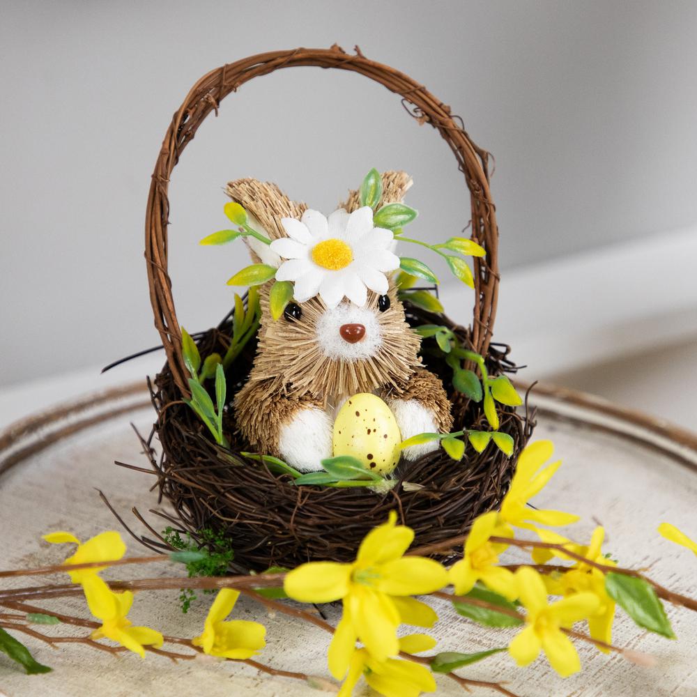 Rabbit with Twig Basket Easter Decoration - 7". Picture 6