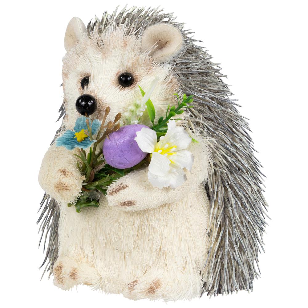 Hedgehog Floral Easter Figurine - 5" - Cream and Gray. Picture 3