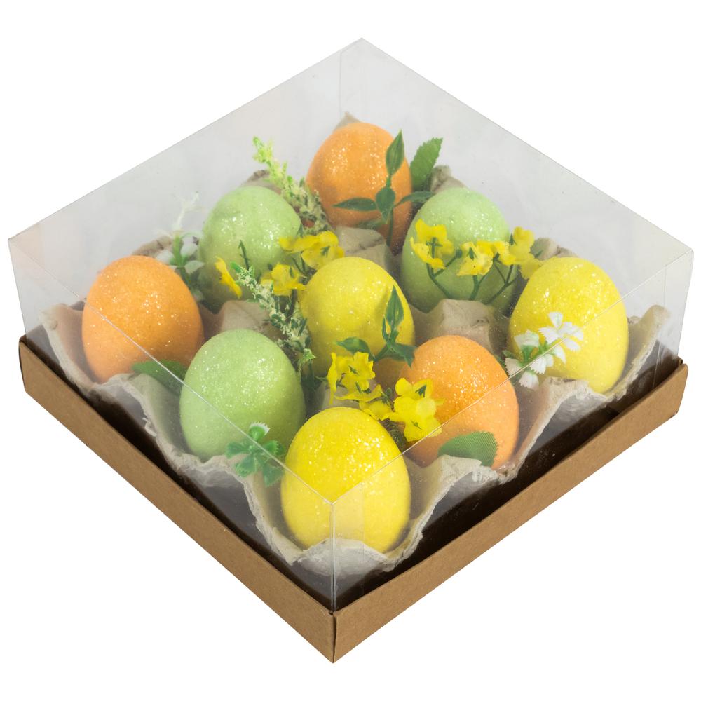 Glittered Easter Eggs with Carton Decoration - 6.25" - Set of 9. Picture 5