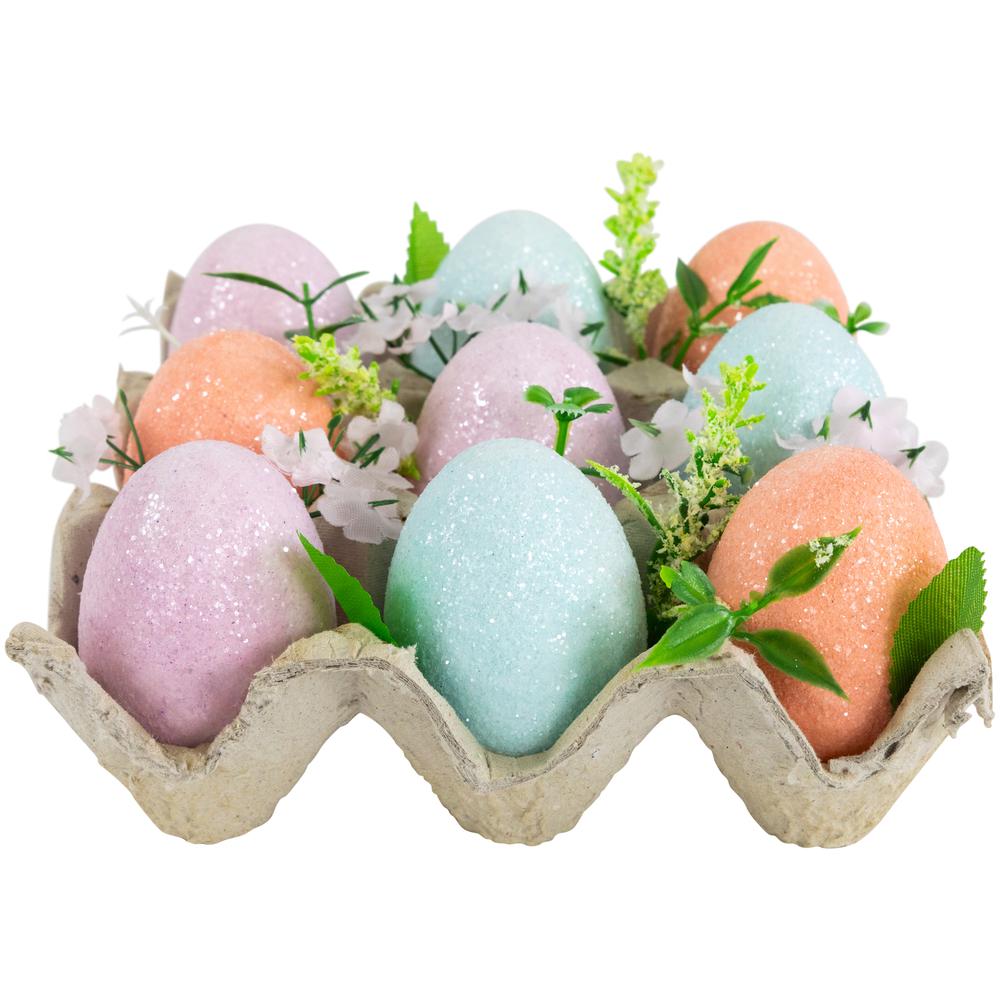Pastel Easter Eggs with Carton Decoration - 6.25" - Set of 9. Picture 1